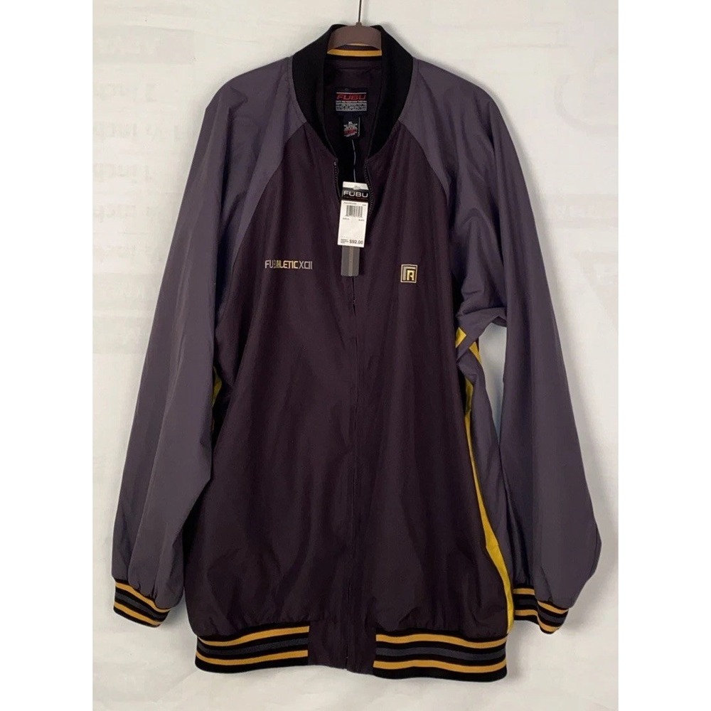 FUBU Athletic Jacket Men's XL Black‎ Gray Nylon Denver Broncos NFL